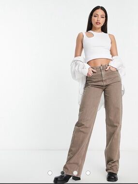ASOS White Crop Tank Top Cut Out